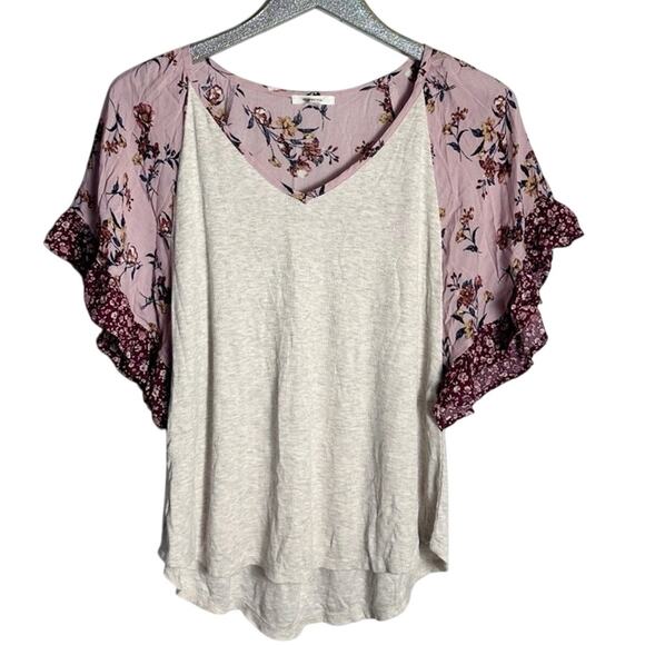 Maurice’s Floral Print Ruffle Flutter Sleeve Blouse - Picture 1 of 5